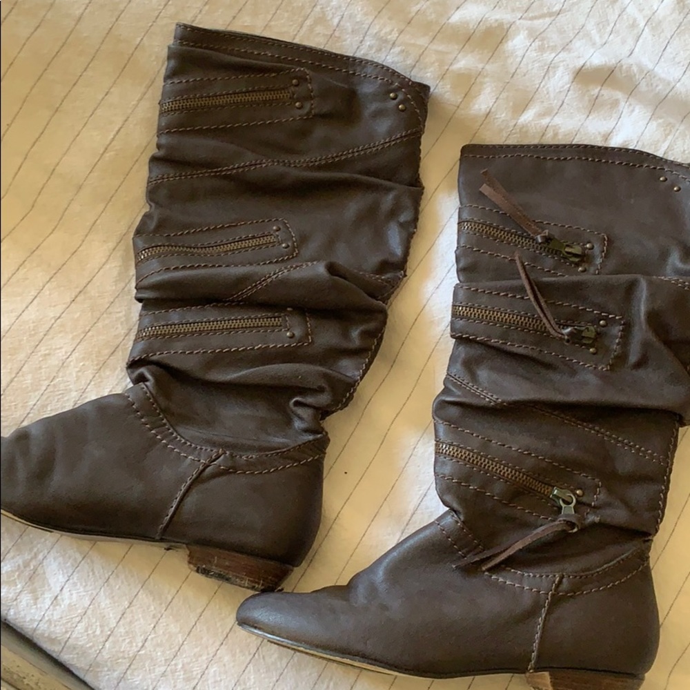 Brown leather boots